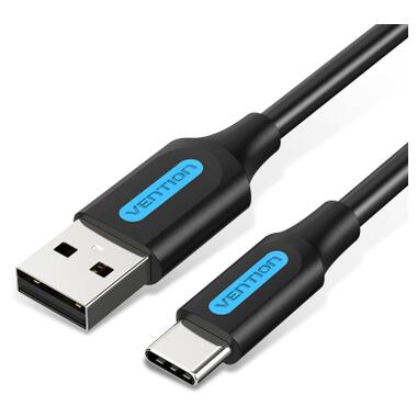 Дата кабель USB 2.0 AM to USB-C 1.0m 3A black Vention (COKBF) фото №1