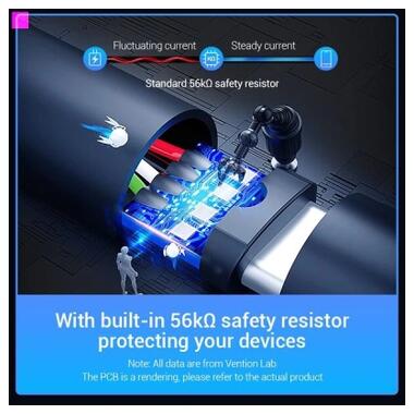 Дата кабель USB 2.0 AM to USB-C 1.5m 3A black Vention (COKBG) фото №3