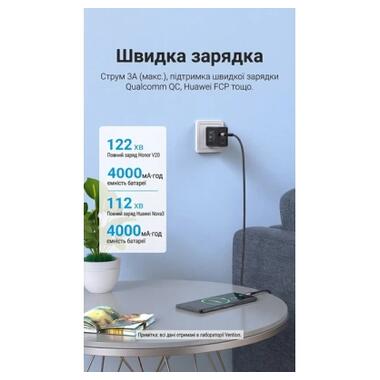 Дата кабель USB 2.0 AM to USB-C 1.5m 3A cotton braided aluminum purple Vention (CODVG) фото №3