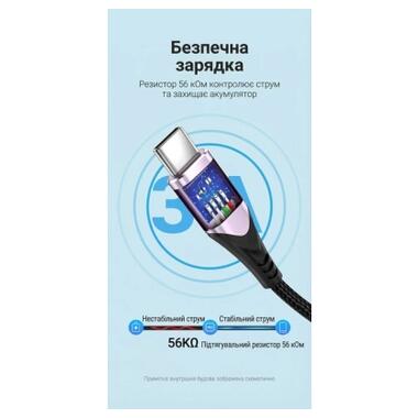 Дата кабель USB 2.0 AM to USB-C 1.5m 3A cotton braided aluminum purple Vention (CODVG) фото №5