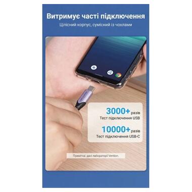 Дата кабель USB 2.0 AM to USB-C 1.5m 3A cotton braided aluminum purple Vention (CODVG) фото №7
