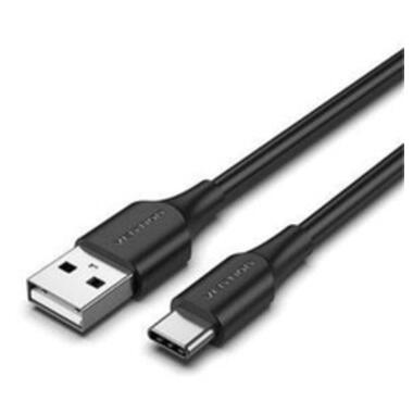 Дата кабель USB 2.0 AM to USB-C 1.5m 3A nylon braided LED black Vention (CTFBG) фото №1