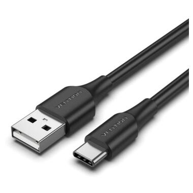 Дата кабель USB 2.0 AM to USB-C 2.0m 3A black Vention (CTHBH) фото №1