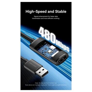 Дата кабель USB 2.0 AM/AF 10.0m Active black Vention (CBKBL) фото №3