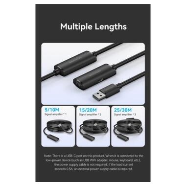 Дата кабель USB 2.0 AM/AF 10.0m Active black Vention (CBKBL) фото №11