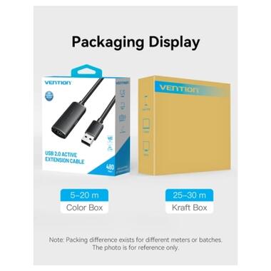 Дата кабель USB 2.0 AM/AF 30.0m Active black Vention (CBKBT) фото №12