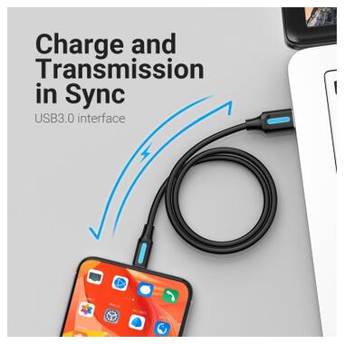 Дата кабель USB 3.0 AM to USB-C 1.5m black Vention (COZBG) фото №4