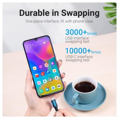 Дата кабель USB 3.0 AM to USB-C 1.5m black Vention (COZBG) фото №2