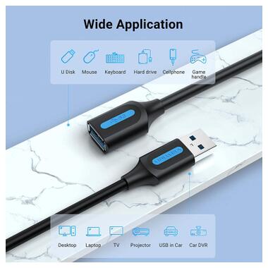 Дата кабель USB 3.0 AM/AF 0.5m black Vention (CBHBD) фото №2
