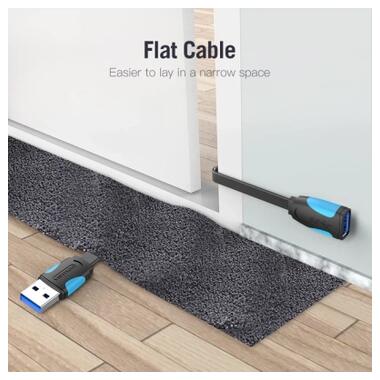 Дата кабель USB 3.0 AM/AF 2.0m flat black Vention (VAS-A13-B200) фото №6