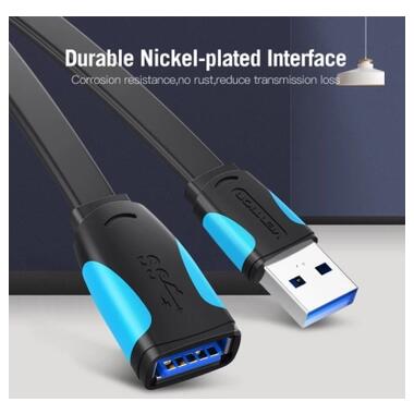 Дата кабель USB 3.0 AM/AF 2.0m flat black Vention (VAS-A13-B200) фото №2