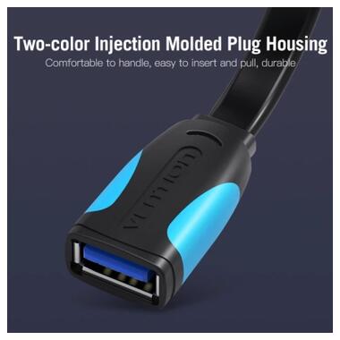 Дата кабель USB 3.0 AM/AF 2.0m flat black Vention (VAS-A13-B200) фото №3
