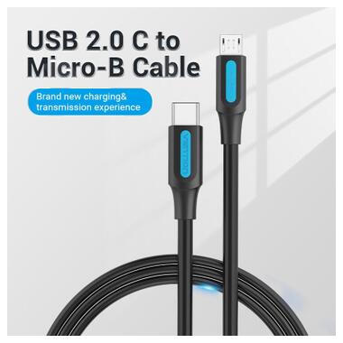 Дата кабель USB-C to Micro 5P 1.0m 2A black Vention (COVBF) фото №2