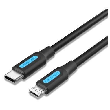 Дата кабель USB-C to Micro 5P 1.5m 2A black Vention (COVBG) фото №1
