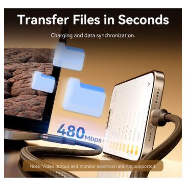 Дата кабель USB-C to USB-C 1.0m 3A aluminum gold Vention (TRDJF) фото №9