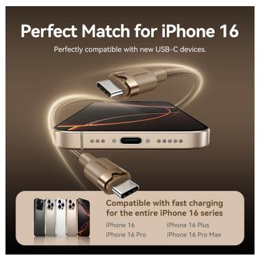 Дата кабель USB-C to USB-C 1.0m 3A aluminum gold Vention (TRDJF) фото №4