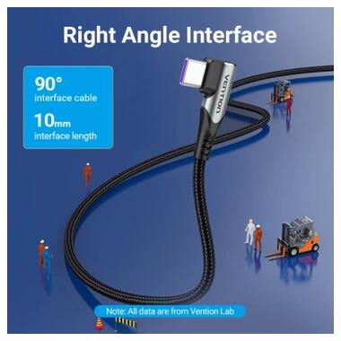 Дата кабель USB-C to USB-C 1.0m 5A 90° corner aluminum gray Vention (TAKHF) фото №3