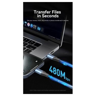 Дата кабель USB-C to USB-C 1.5m 240W aluminum black Vention (TREBG) фото №9