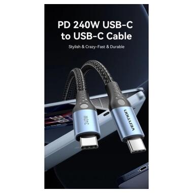 Дата кабель USB-C to USB-C 1.5m 240W aluminum black Vention (TREBG) фото №2