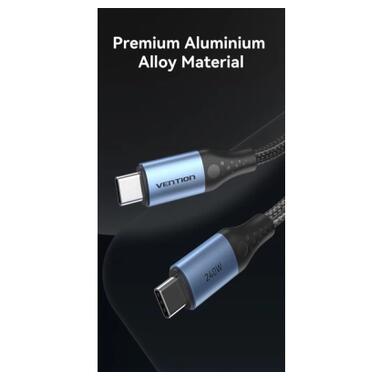 Дата кабель USB-C to USB-C 1.5m 240W aluminum black Vention (TREBG) фото №7
