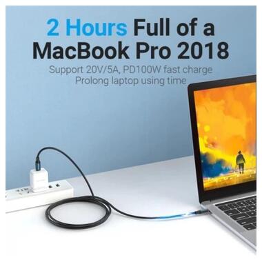 Дата кабель USB-C to USB-C 1.5m 5A black Vention (COTBG) фото №5