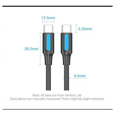 Дата кабель USB-C to USB-C 1.5m 5A black Vention (COTBG) фото №2