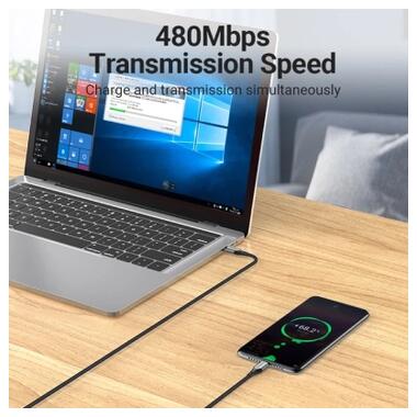 Дата кабель USB-C to USB-C 2.0m 5A aluminum gray Vention (TAEHH) фото №8