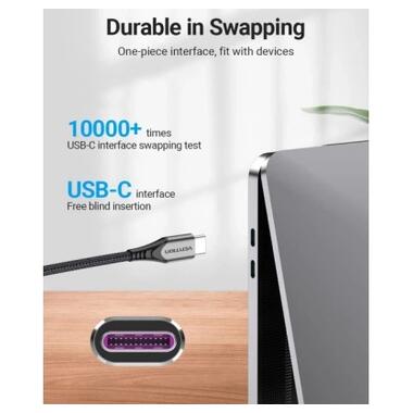 Дата кабель USB-C to USB-C 2.0m 5A aluminum gray Vention (TAEHH) фото №7