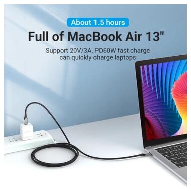 Дата кабель USB-C to USB-C 2.0m aluminum gray Vention (TADHH) фото №6