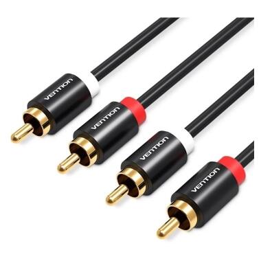 Кабель мультимедийный 2xRCA M to 2xRCA M 1.0m black Vention (VAB-R06-B100) фото №1
