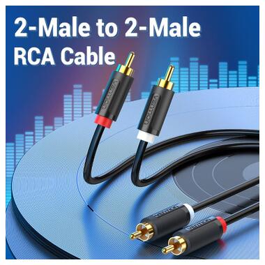Кабель мультимедийный 2xRCA M to 2xRCA M 1.5m black Vention (BCMBG) фото №4
