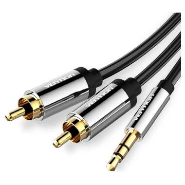 Кабель мультимедийный 3.5mm M to 2xRCA M 1.0m black Vention (BCFBF) фото №2