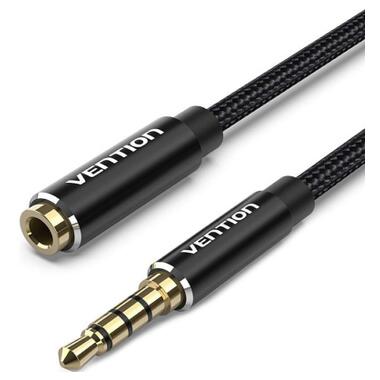 Кабель мультимедийный 3.5mm M to 3.5mm F 1.0m black Vention (BHBBF) фото №1
