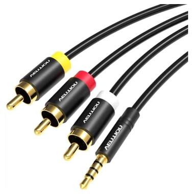 Кабель мультимедийный 3.5mm M to 3xRCA M 1.5m AV black Vention (VAB-R07-B150) фото №1
