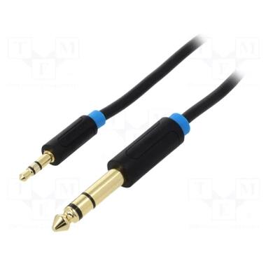 Кабель мультимедийный 3.5mm M to 6.35mm M 0.5m black Vention (BABBD) фото №1