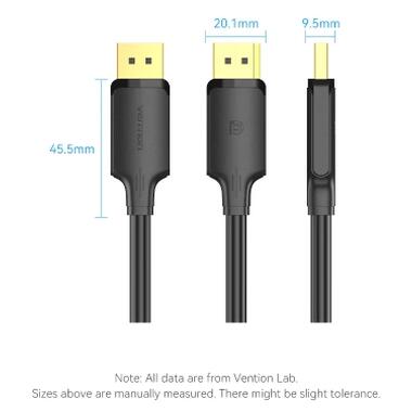 Кабель мультимедийный DisplayPort M to DisplayPort M 1.0m 4K60Hz black Vention (HAKBF) фото №8