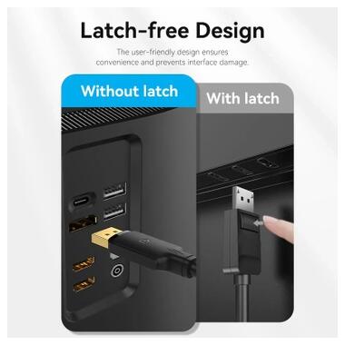 Кабель мультимедийный DisplayPort M to DisplayPort M 1.0m 4K60Hz black Vention (HAKBF) фото №5