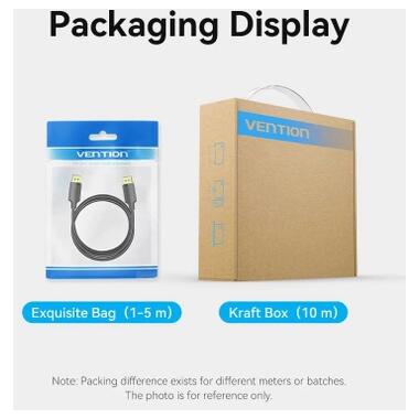 Кабель мультимедийный DisplayPort M to DisplayPort M 1.0m 4K60Hz black Vention (HAKBF) фото №9
