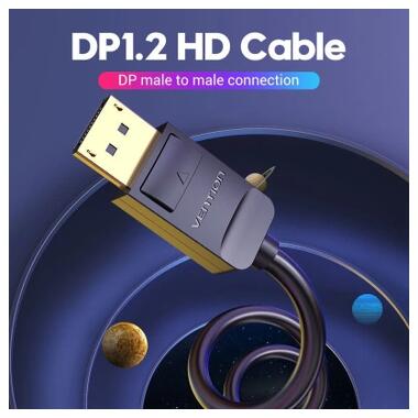Кабель мультимедийный DisplayPort M to DisplayPort M 1.5m 4K60Hz black Vention (HACBG) фото №2