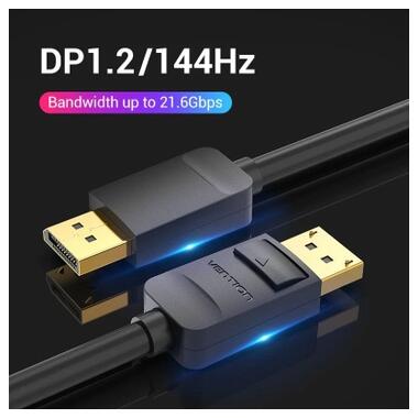 Кабель мультимедийный DisplayPort M to DisplayPort M 1.5m 4K60Hz black Vention (HACBG) фото №3