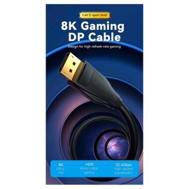 Кабель мультимедийный DisplayPort M to DisplayPort M 1.5m V1.4 8K black Vention (HCDBG) фото №2