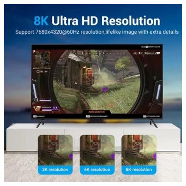 Кабель мультимедийный DisplayPort M to DisplayPort M 3.0m 8K60Hz black Vention (HCCBI) фото №8