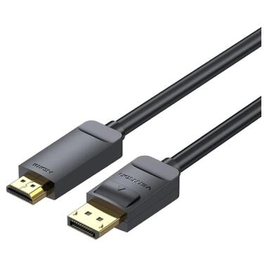 Кабель мультимедийный DisplayPort M to HDMI M 1.5m 4K30Hz black Vention (HAGBG) фото №1