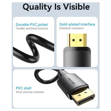 Кабель мультимедийный DisplayPort M to HDMI M 1.8m 4K40Hz black Vention (HFOBAC) фото №4