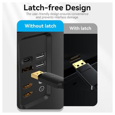 Кабель мультимедийный DisplayPort M to HDMI M 1.8m 4K40Hz black Vention (HFOBAC) фото №3