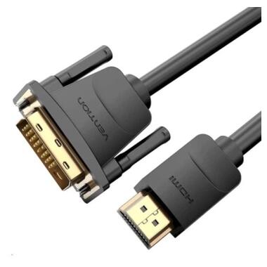Кабель мультимедийный HDMI M to DVI M 1.0m 4K60Hz black Vention (ABFBF) фото №3