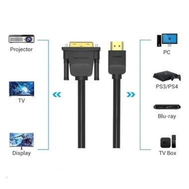 Кабель мультимедийный HDMI M to DVI M 1.0m 4K60Hz black Vention (ABFBF) фото №5