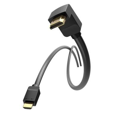Кабель мультимедийный HDMI M to HDMI M 1.0m 4K60Hz 90° corner black Vention (AAQBF) фото №3