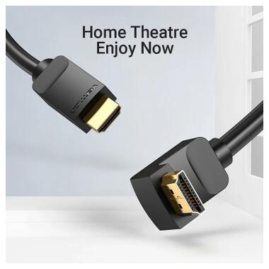 Кабель мультимедийный HDMI M to HDMI M 1.0m 4K60Hz 90° corner black Vention (AAQBF) фото №10