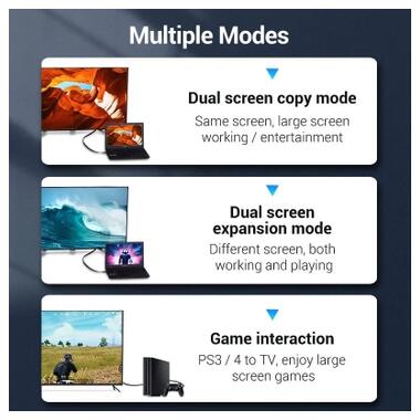 Кабель мультимедийный HDMI M to HDMI M 1.0m 4K60Hz flat black Vention (AAKBF) фото №5